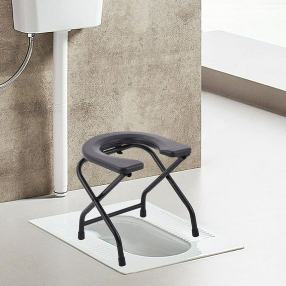 Foldable Toilet Seat Stable Bottom Commode Stool for Bathroom Adults Seniors Height 38cm
