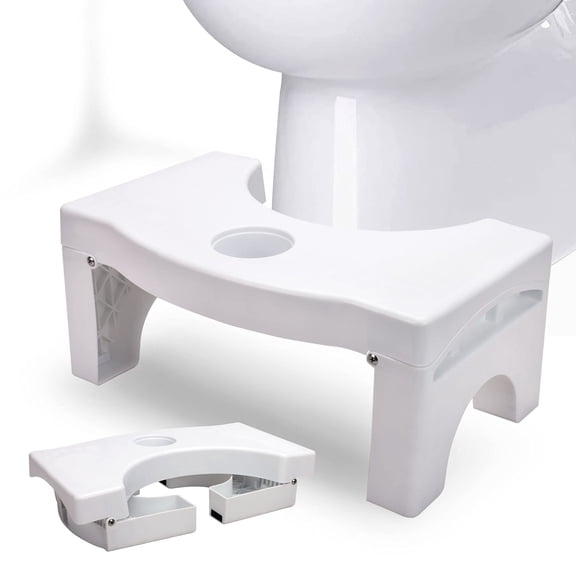 Foldable Toilet Squatting Stool, 7" Height, Fits 14-16 Inch Standard Toilets
