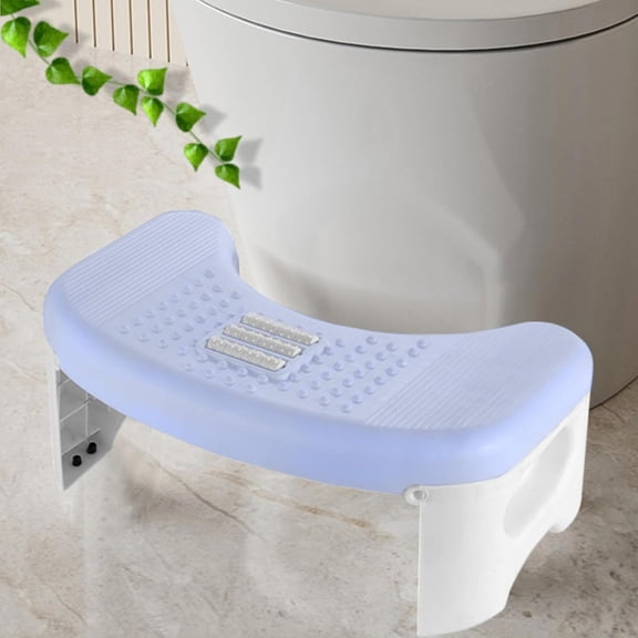 Foldable Toilet Stool, 7 Inch Bathroom Squat Toilet Poop Stool Adult Blue, Non-Slip Potty Toilet Step Stool with Massage Roller, Assistance Step Stool Suitable for Shower, Study, Living Room, Kitchen