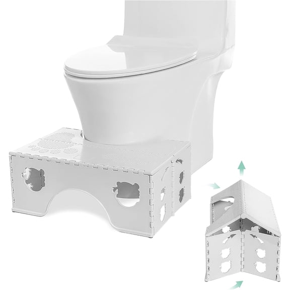 Foldable Toilet Stool, 7inches Healthy Bathroom Squatting Posture Poop Stool with Anti-Slip Feet, A Good Helper to Effective Relief of Constipation, Easy to Storage Toilet Squat Stool.