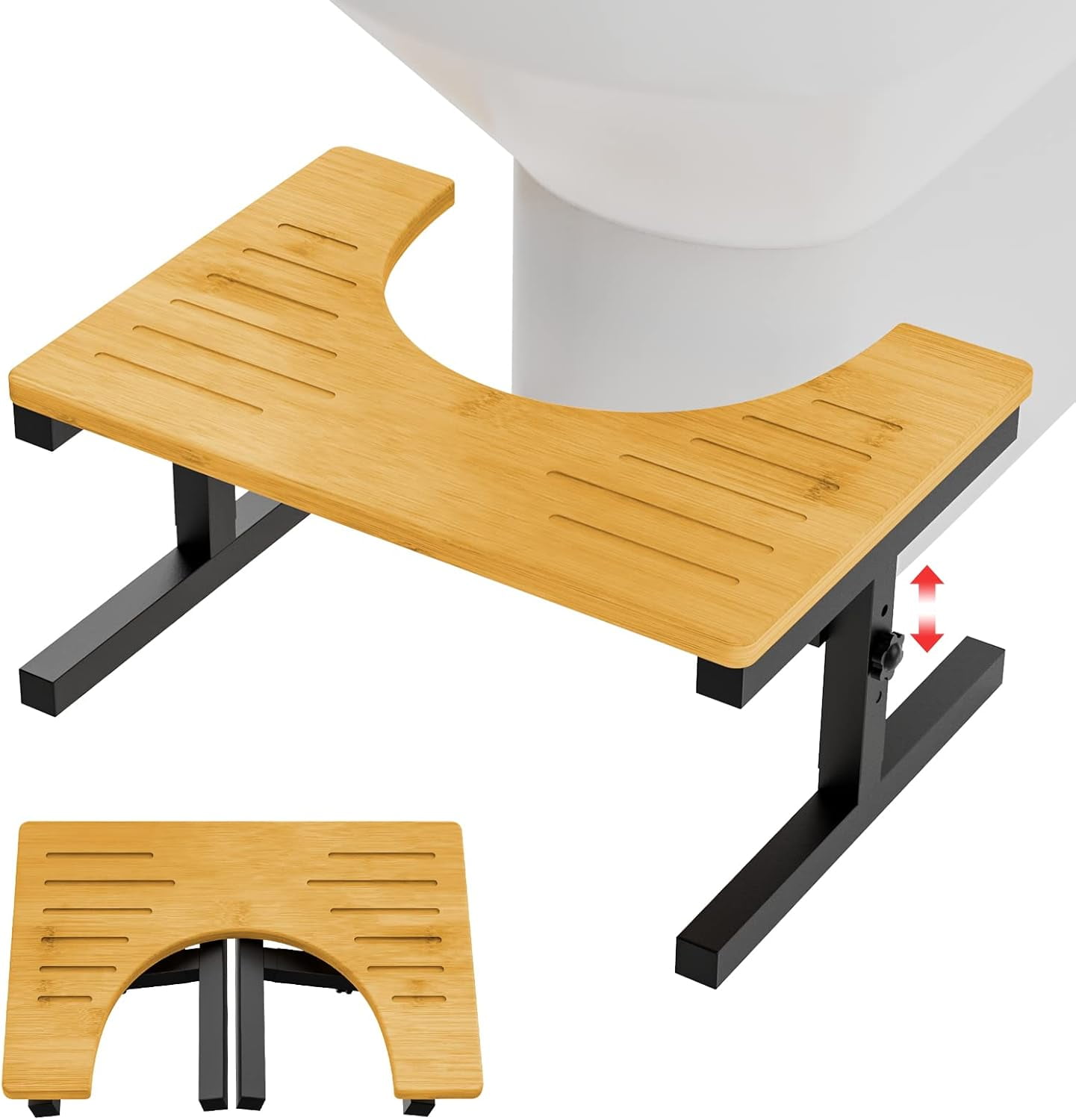 Foldable Toilet Stool Squat Adult for Bathroom, Bamboo Poop Stool for ...