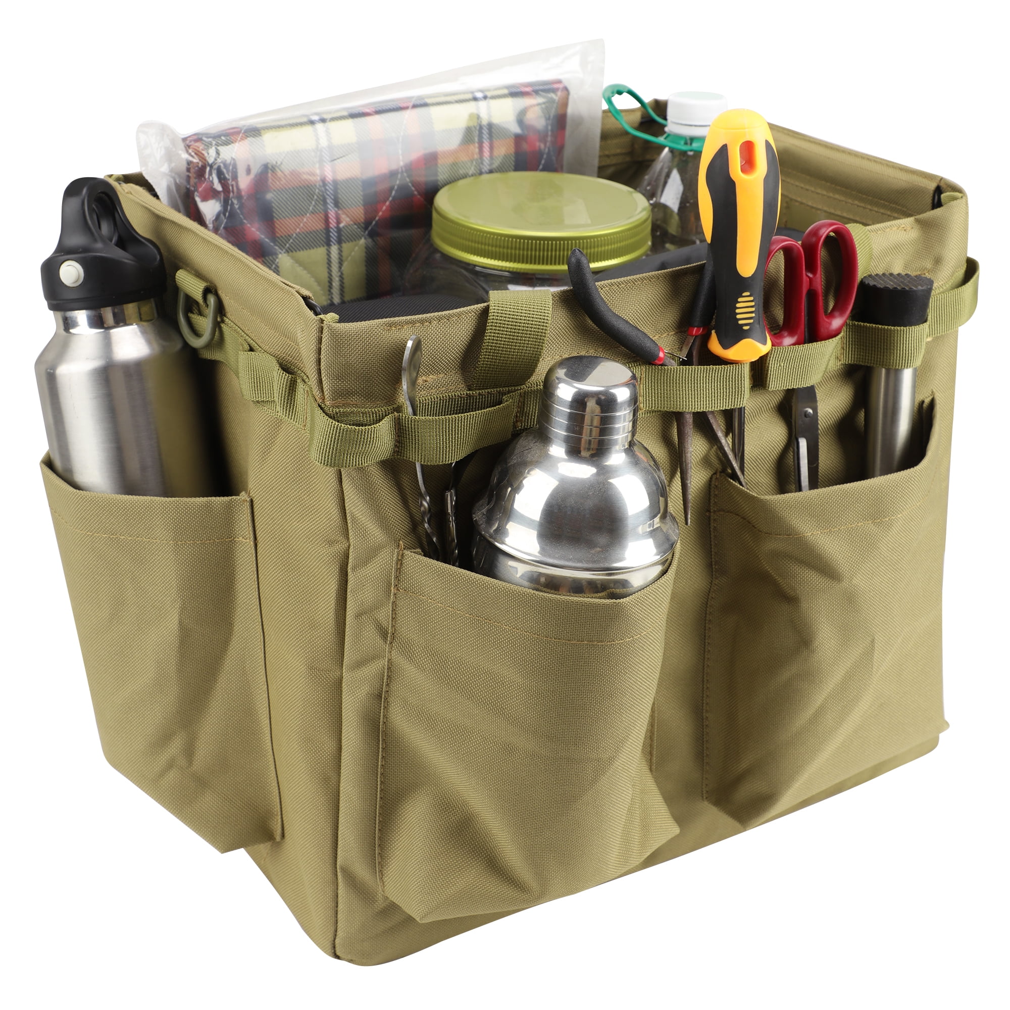 Foldable Tool Tote Bag Camping Storage Bag Pouch Tactical Utility Tote Bag for Grilling Camping Picnics Garage Trunk Organizer
