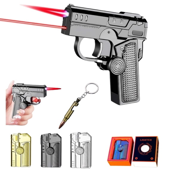 Foldable Torch Windproof Lighter, Cool Red Jet Flame Butane Lighter for Men - Refillable, Gift Box Included, Without Gas