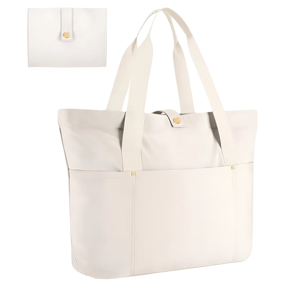 Foldable Tote Bag, Large Capacity Foldable Shoulder Handbag, Lightweight Reusable Grocery & Travel Tote with Zipper