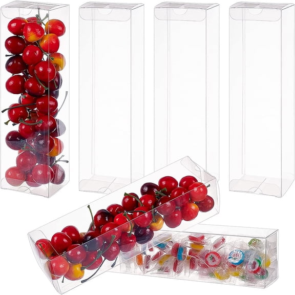 Foldable Transparent PVC Box for Wedding Party Baby Shower Packing Box Rectangle Clear 24x6x6cm for DIY
