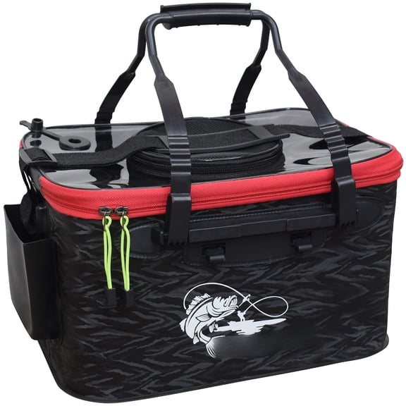 Foldable Transparent Top Cover - Multifunctional Minnow Bucket Live Fish Container Outdoor Camping Fishing Bag (black 6 Gallon)