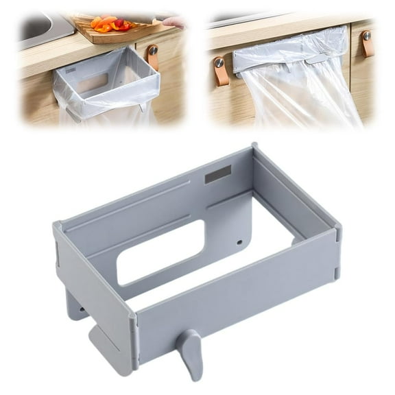 Foldable Trash Bag Holder Space-Saving Foldable Trash Bag Holder, Foldable Kitchen Trash Can Hanging, Saving No Drill Collapsible Hanging Rack, Magnetic Trash Bin Rack, for Kitchen