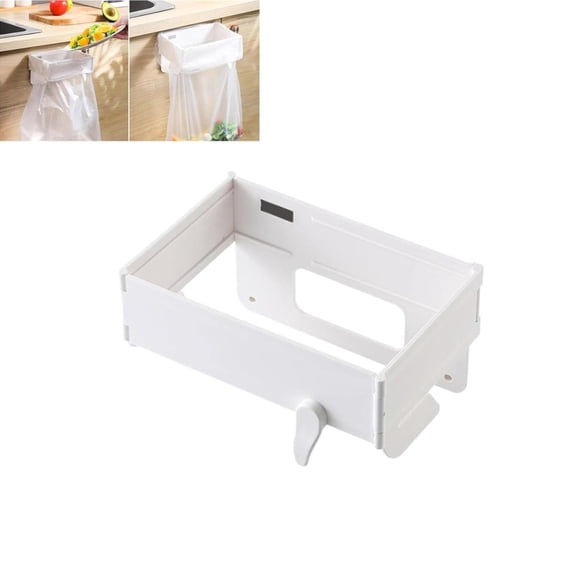 Foldable Trash Bag Holder, Wall Mounted Garbage Bag Organizer, White ...
