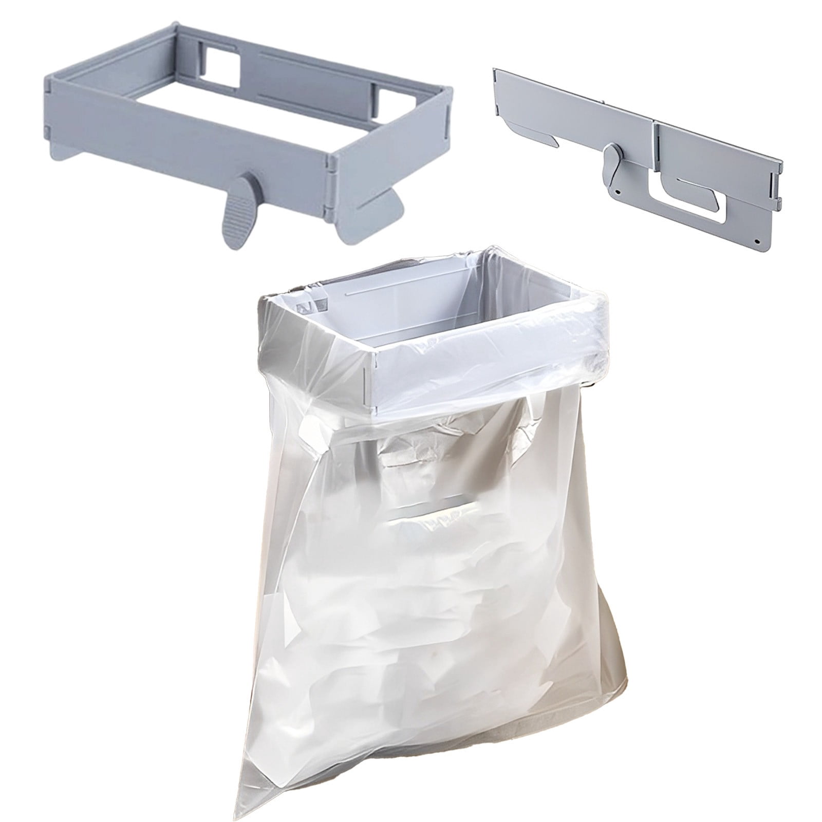 Carbage Rack Foldable Trash Bag Holder, Wall Mounted & Over Cabinet Garbage Rack ...