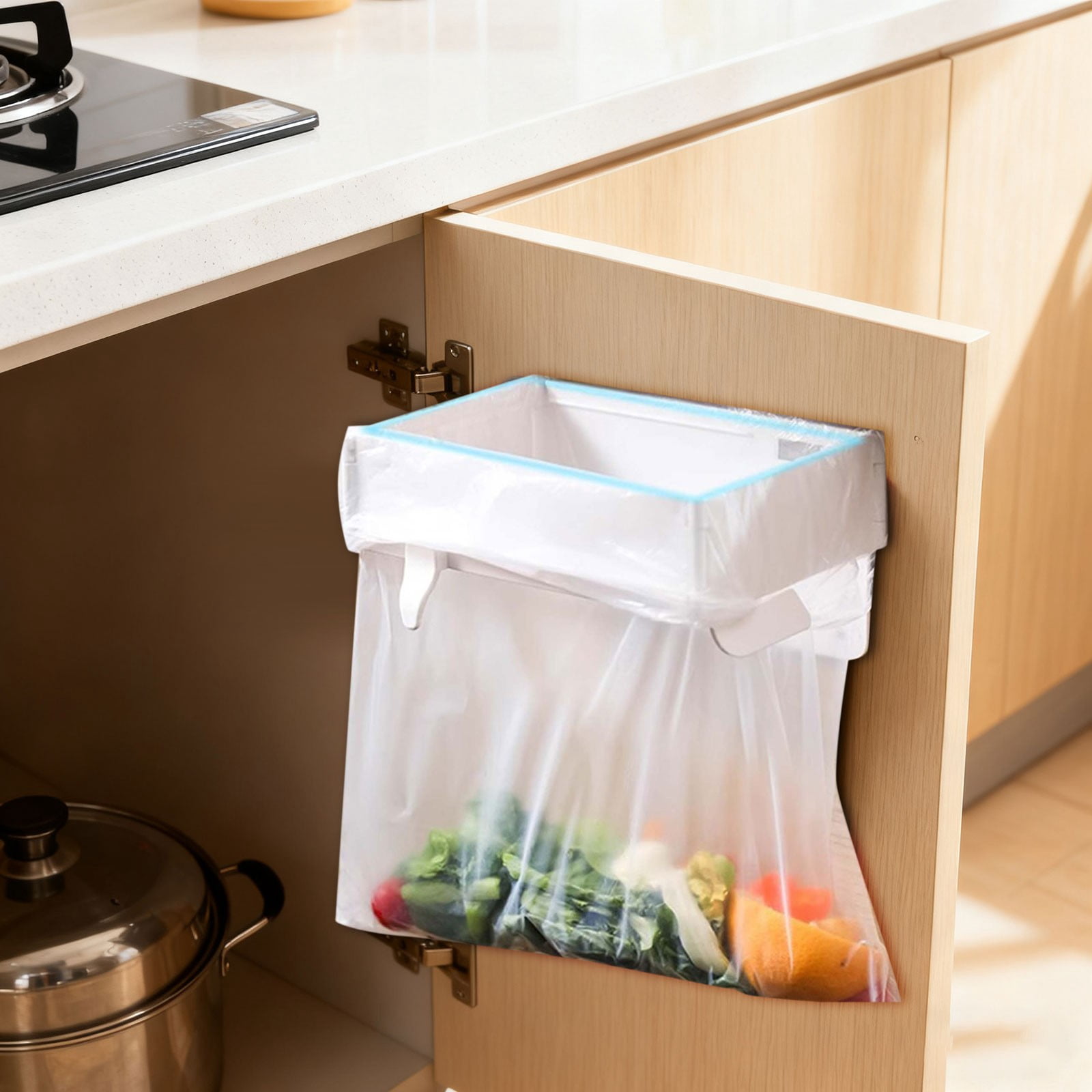 Carbage Rack Foldable Trash Holder Wall Mounted Closure Space Saving Hanging Garbage ...