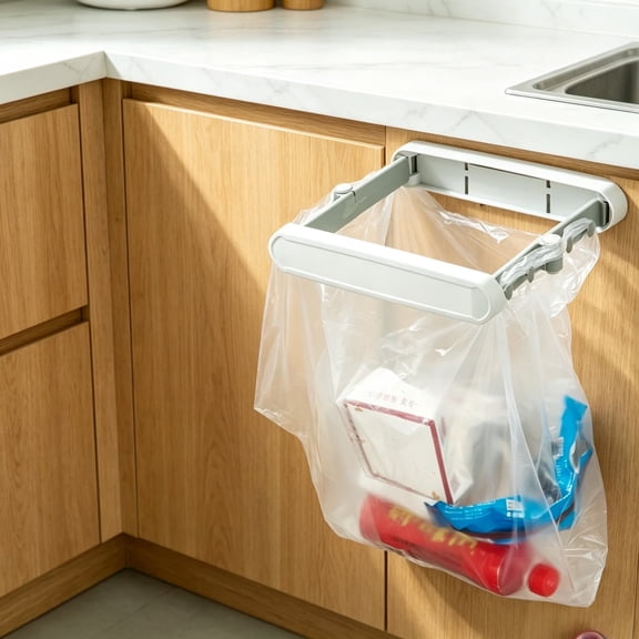 Foldable Trash Rack Wall Mounted Garbage Holder Odor Proof Space Saving Kitchen Bin Easy Install Durable Foldable Design, Odor Control Storage, for Kitchen Bathroom RV Apartment Use