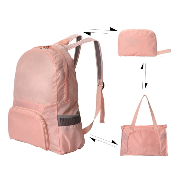 Foldable Travel Backpack For Men Women, 18 Inch Large Capacity Work Bag Personal Item Backpacks for Hiking Picnic, Camping Back Pack Lightweight Hiking Daypack For Office Nurse Commuter (Pink)