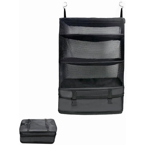 Inset Bookshelves Foldable Travel Bag Portable Travel Organizer with Hanging Shelves ...