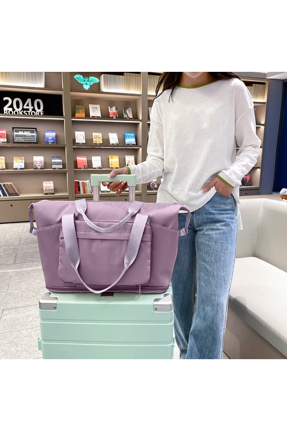 Foldable Travel Bag, Waterproof Wet Dry Separation Hand Luggage, Purple Sports Carry-On for Weekend Trips, Beach Days, Airplane Cabins