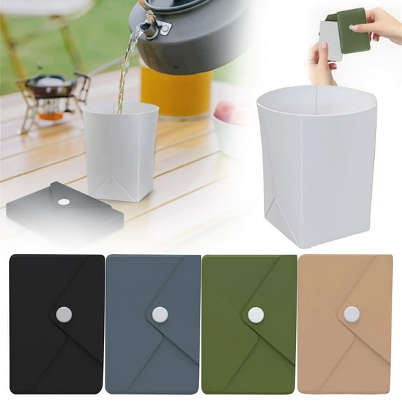 Foldable Travel Cup Basdi Collapsible Silicone Travel Cup - Foldable Outdoor Drinkware for Camping and Hiking | Lightweight, Leak-Proof, Saves Space in Backpacks and Bags, Outdoor Drinkware, Black