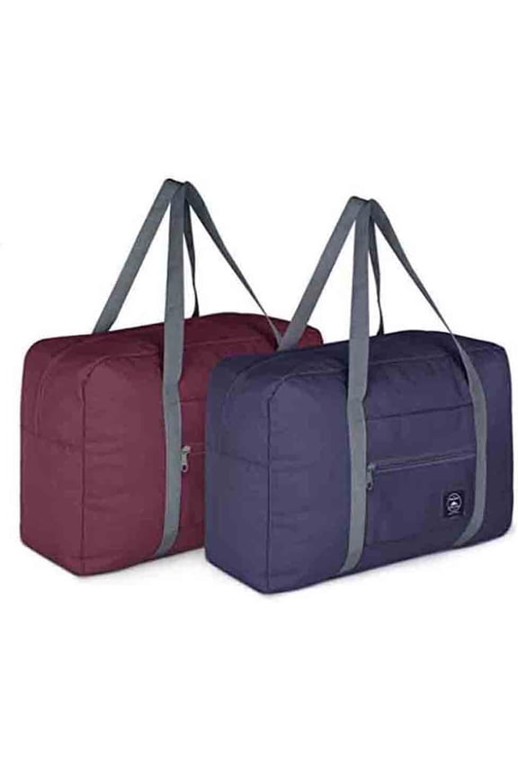 Foldable Travel Duffel Bag (2 Pack), For Spirit Airlines, Weekender Overnight Bag, Tote Carry  Luggage  Duffle Weekender Overnight for Women and Girls (2Pack-Red Black)