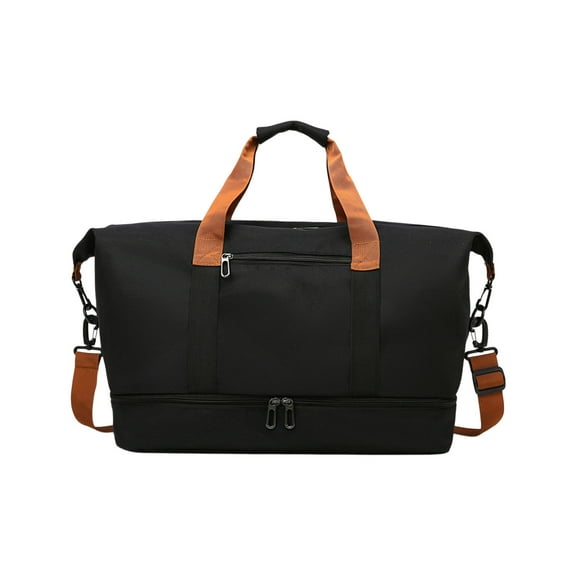 Foldable Travel Duffel Bag 30L Water-Resistant Cloth Luggage Weekender Overnight Bag with Handles for Women Gym Sports Outdoor (Black)​