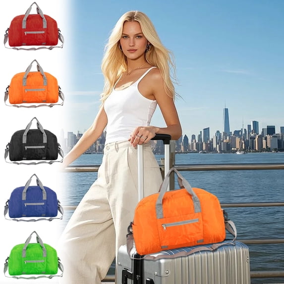 Foldable Travel Duffel Bag, Lightweight Large Capacity Polyester Gym and Overnight Bag with Reinforced Handle and Pocket for Easy Packing