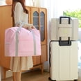 thumbnail image 1 of Foldable Travel Duffel Bag | Lightweight Water-Resistant Tote | Durable Cloth | Reinforced Zippers | Luggage Sleeve | 17.7x6.7x14.0 in | Pink Beige | 1 Pc, 1 of 6