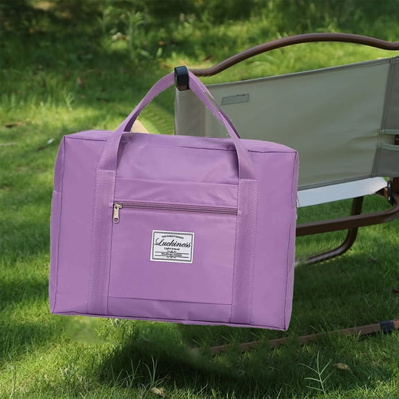 Foldable Travel Duffel Bag, Purple Tote Carry, Sport Duffle Weekender, Water Resistant Fabric, Lightweight Portable, Luggage Sleeve, Compact Fold Design, Women Travel Bag