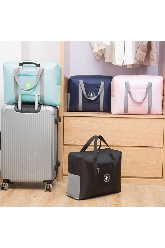 Foldable Travel Duffel Bag, Sports Gym Tote with Convenient Luggage Sleeve, Stylish Women's Shoulder Weekender Bag, Mothers Day Gifts Travel Luggage Accessory for Holiday Trips, Blue