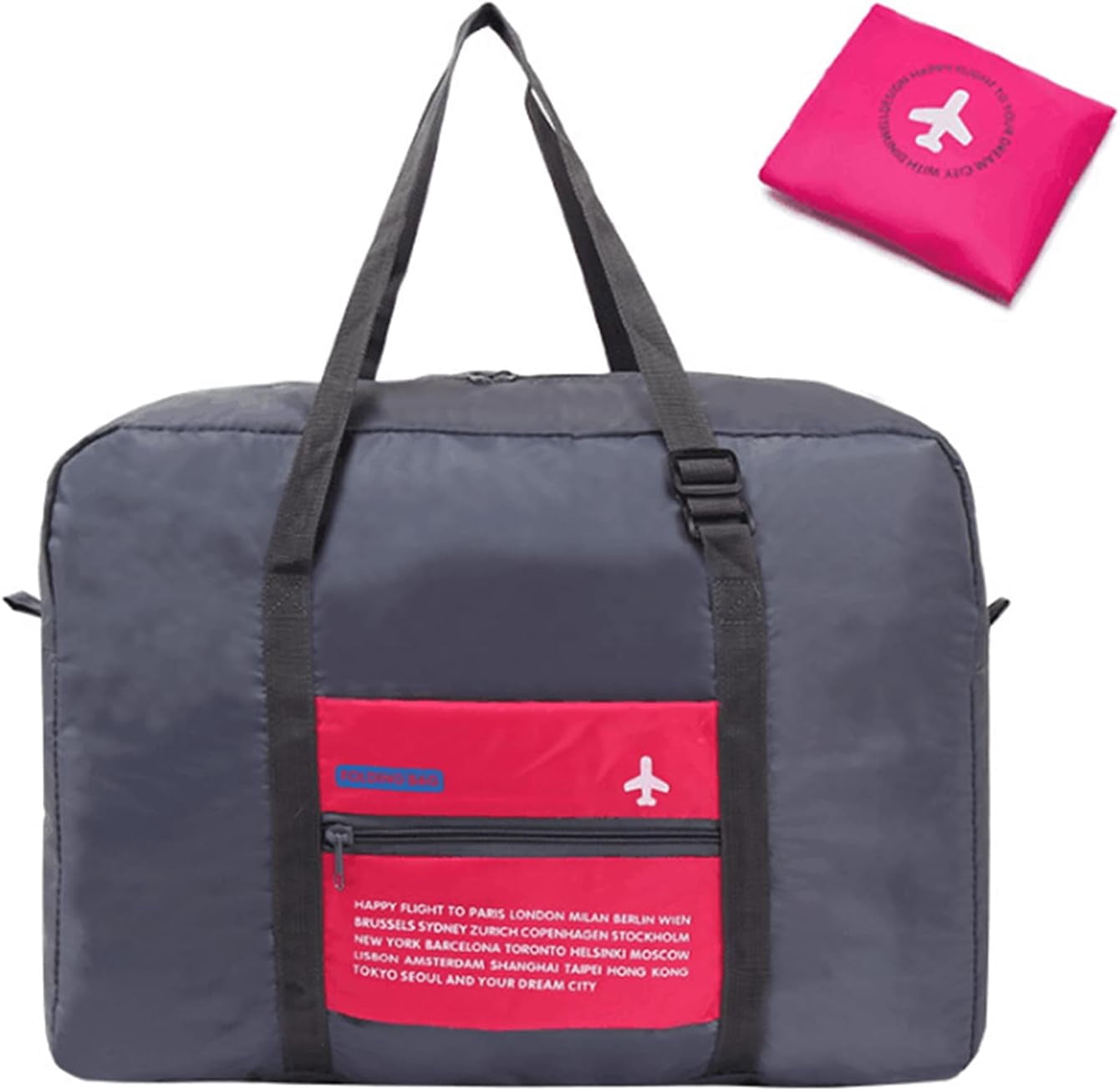 Foldable Travel Duffle Bag - Large Lightweight Gym & Sports Shoulder Bag For Weekend Trips (Black, 51x30x30cm)