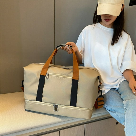 Foldable Travel Duffel Bag, Tote Luggage, Cloth Material, Large Capacity, Water-Resistant, With Handles & Straps, For Sports Gym Weekend Trips, Easy to Store