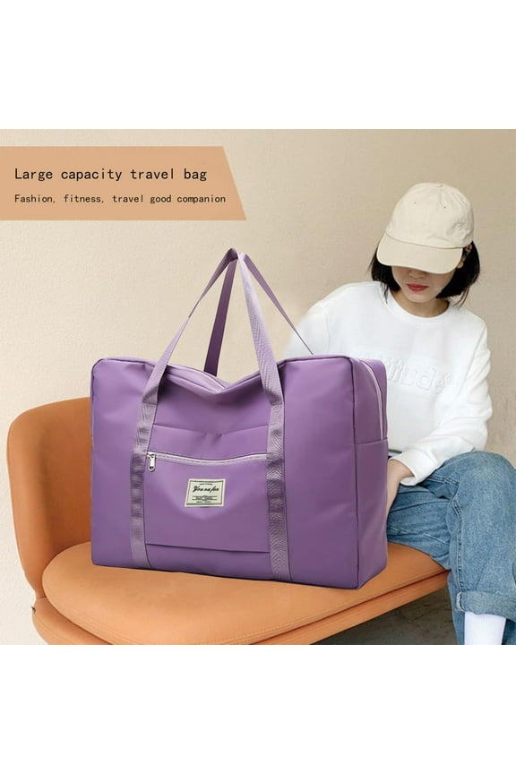 Foldable Travel Duffel Bag with Trolley Sleeve,Collapsible Travel Duffel Bag,Folding Over Night Bag,Multi Purpose Storage Bag Tote Luggage For Gym,Sports,Short Tip,Etc.