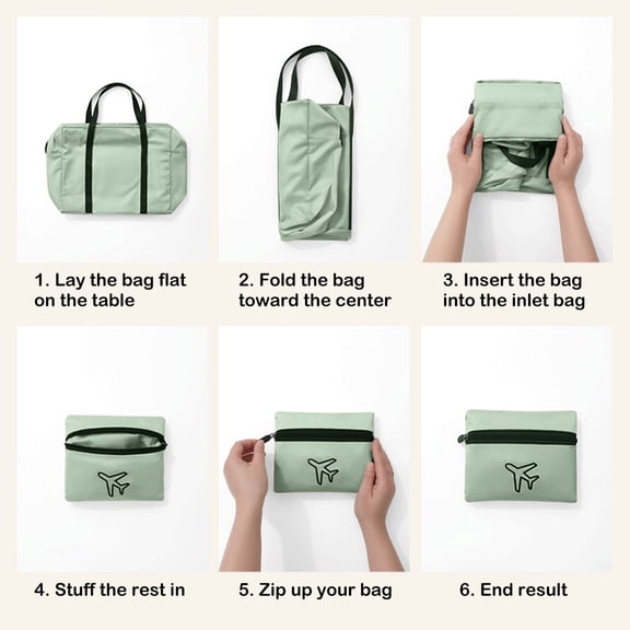 Foldable Travel Duffel Bag - Waterproof Nylon Carry-On Luggage Storage Organizer Compression Packing Cube Portable Gym Sports Tote(Green)