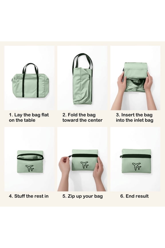Foldable Travel Duffel Bag - Waterproof Nylon Carry-On Luggage Storage Organizer Compression Packing Cube Portable Gym Sports Tote(Green)