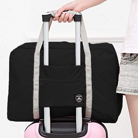 Foldable Travel Duffel Tote Bag, Spirit Airlines Approved Personal Item, Water Resistant Packable Gym Weekender Overnight Carry On Luggage for Men Women(Black,One Size)
