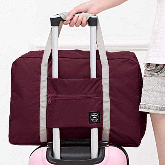 Foldable Travel Duffel Tote Bag, Spirit Airlines Approved Personal Item, Water Resistant Packable Gym Weekender Overnight Carry On Luggage for Men Women(Red,One Size)
