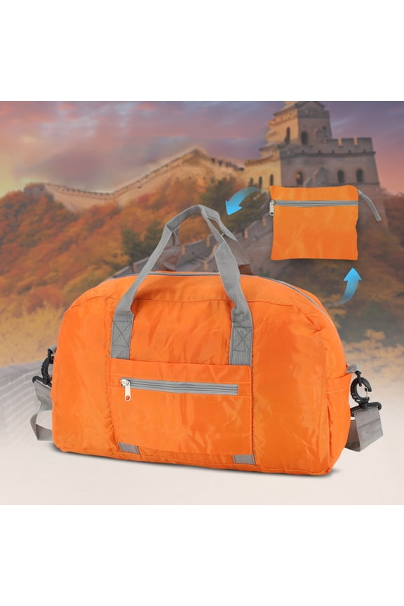 Foldable Travel Duffle Bag, 15.7 Inch Large Capacity Polyester Storage Tote, Portable Handheld Luggage Case for Overnight Trips Home Wardrobe Organizing