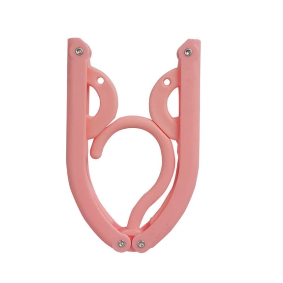 Foldable Travel Hanger (Collapsible Hanger, Portable Clothes Hook), Pink Folding Travel Hanger, Retractable Portable Hanger for Space Saving, Portable Hook, Suitcase Accessory, Hotel Closet