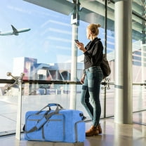 Foldable Travel Luggage Bag, Large Capacity Oxford Cloth with Shoe Compartment, Multiple Pockets & Adjustable Shoulder Strap, for Men Women, Weekend Trip, Fitness, Overweight Baggage