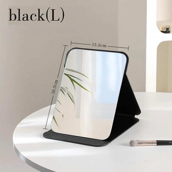 Foldable Travel Makeup Mirror, Adjustable Angle Portable Standing Vanity Mirror, Compact PU Leather Design for Home/Camping/Desktop Use,Elegant White