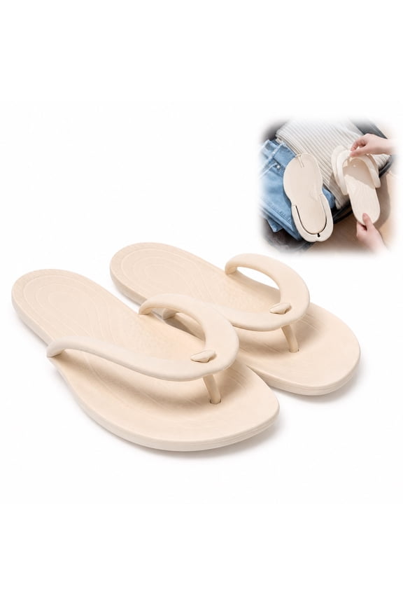Foldable Travel Slippers, Lightweight EVA Waterproof Flip Flops with Non-Slip Sole, Portable Packable Shower Sandals for Hotel, Gym, Pool, Spa & Travel Use