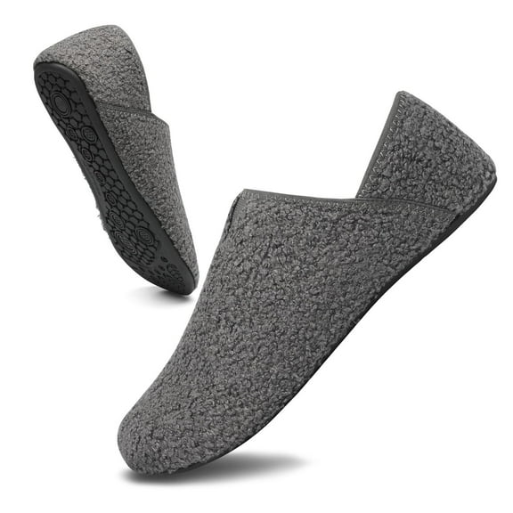Foldable Travel Slippers - Lightweight Unisex Design with Faux Fur Lining and Rubber Tread
