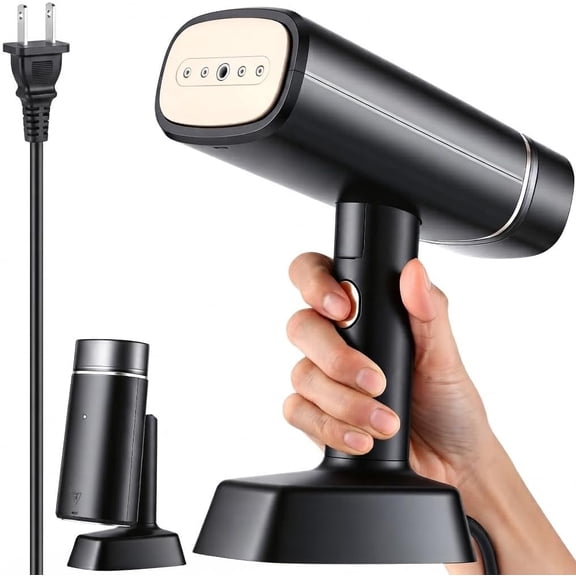 Dual Voltage Travel Garment Steamer , Handheld Steamer for Clothes, Portable Garment Steamer with Base, 2‑in‑1 Steam/Dry Iron (100‑250V)