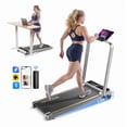 thumbnail image 1 of YPOO Folding Walking Pad Treadmill with Incline and Handle, 3-Window Display, Dual Use Home/Office Fitness Equipment, 300 lb Capacity, Silver, 1 of 10