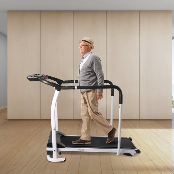 Foldable Treadmill for Home Use 220lbs Weight Capacity, Adjustable Speed & Slope, Quiet 1.0HP Motor, LCD Display with Heart Rate Monitor
