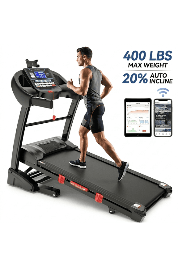 Foldable Treadmill w/ Auto 20% Incline, 10MPH Home Treadmill for Walking Running, 71 Programs Electric Workout Running Machine, APP & Console Dual Control, Pulse Monitor, Damping Wider Belt