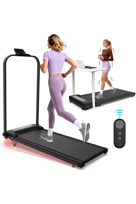 Foldable Treadmill with Handle Bar & Incline, 2 in 1 Upgrade, Black