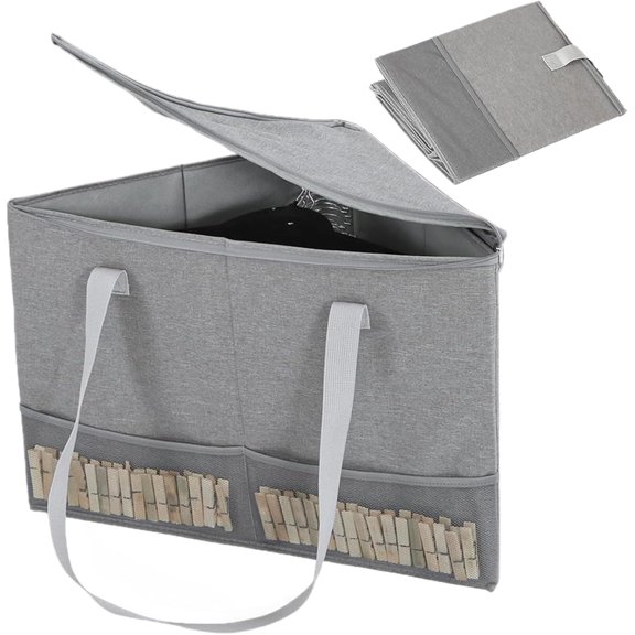 Foldable Triangle Hanger Organizer Bin with Lid, Dustproof Space Saving Storage Box for 60+ Hangers, Wardrobe & Laundry Room Organizer for Dorm (K)