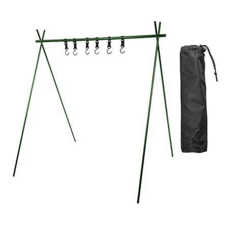 Foldable Triangle Rack Portable with Storage Bag Cooking Cookware Hanging Hanger Holder Organizer for Camping Travel Hiking BBQ Picnic Green