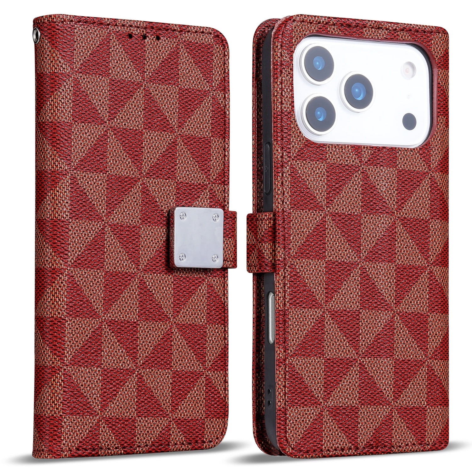 Foldable Triangle Wallet Case for iPhone 17 Pro - Red