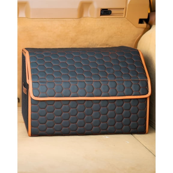 Foldable Trunk Organizer for Car Storage - Collapsible Auto With Lid Organization (21.6 inch, Hexy)