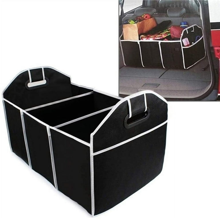 AlexTong Foldable trunk organizer with multi pockets heavy duty collapsible trunk storage organizer for car suv minivan Black