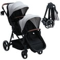 thumbnail image 1 of Foldable Twin Baby Double Stroller with Large Storage Basket and Canopy,Lightweight Travel Stroller Infant Pushchair，Grey, 1 of 6