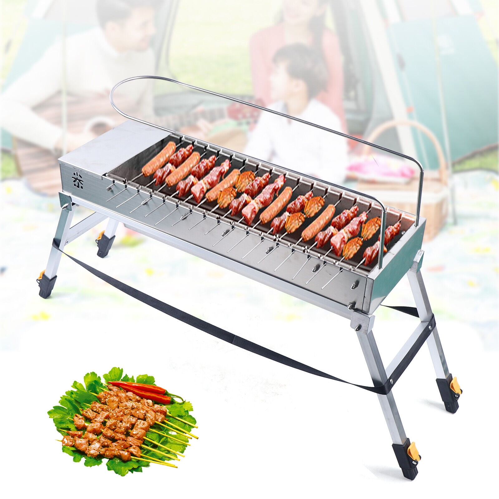 Foldable USB Electric Barbecue Charcoal Grill Stainless Steel BBQ Stove Camping